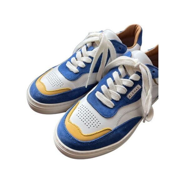 NEW Free People x Alohas Aria Sneakers‎ Blue and White Leather Suede Size 7 - Picture 7 of 13